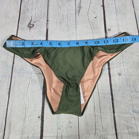 J. Crew Curved-waist cheeky bikini bottom in Safari Green S NWT - Picture 8 of 9